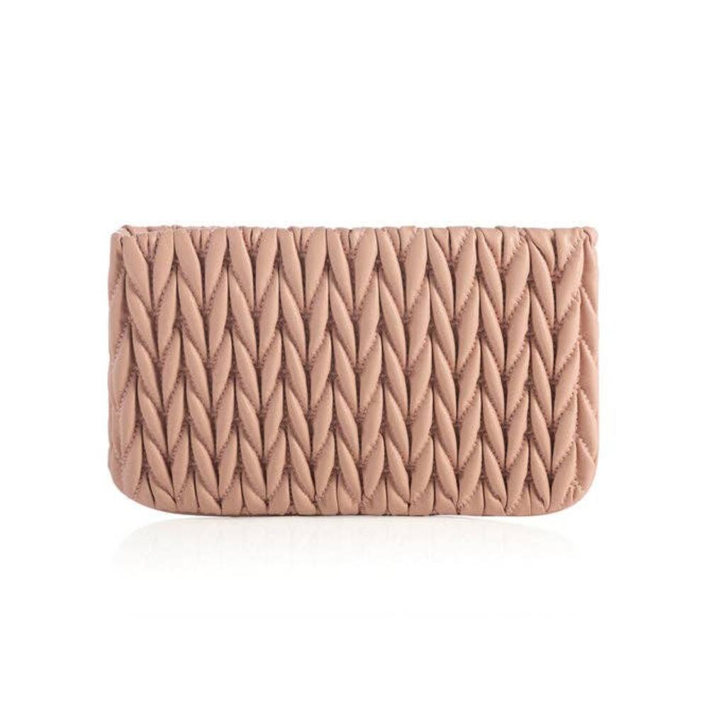 Shiraleah Jody Zip Pouch Blush Quilted Vegan Leather Clutch Bag NWT